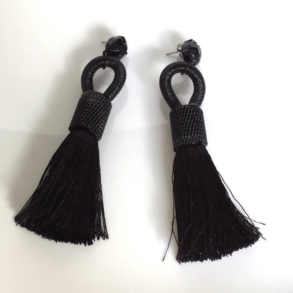 Elegant Black Tassel Earrings